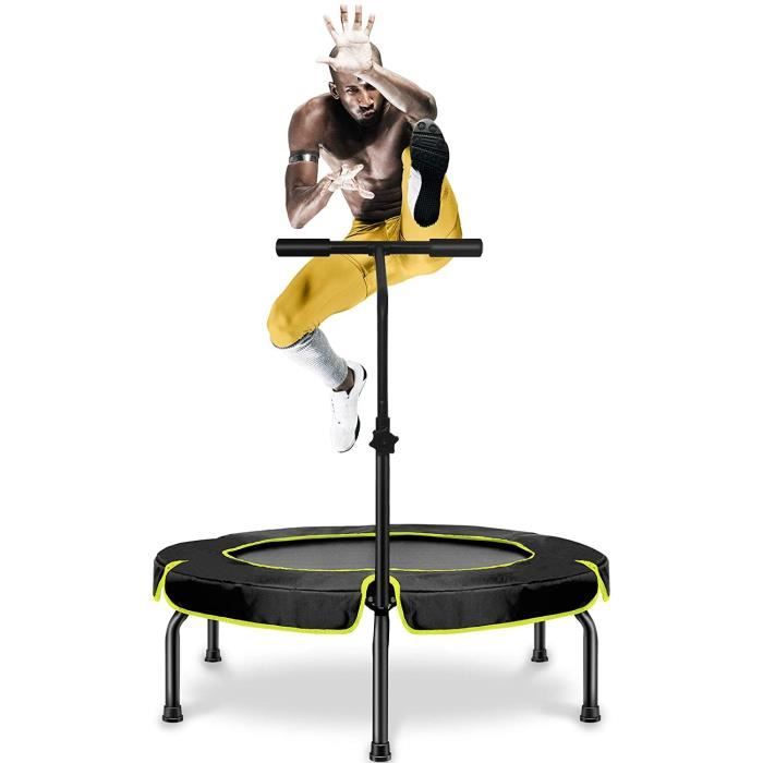 Trampoline Pliant 40 Pouces - Cardio Fitness Intérieur/extérieur - Guidon Amovible - 300 Lbs