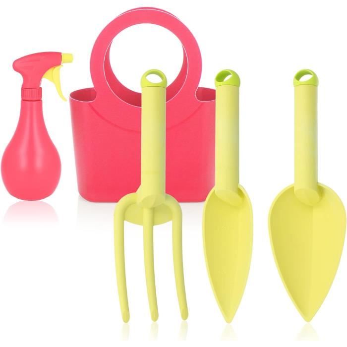 ROBUD Brouette pour enfants avec ensemble d'outils de jardinage - 9 pièces en métal - Outils de jardin, arrosoir, étiquettes de plantes - Jouet d'extérieur pour enfants à partir de 3 ans