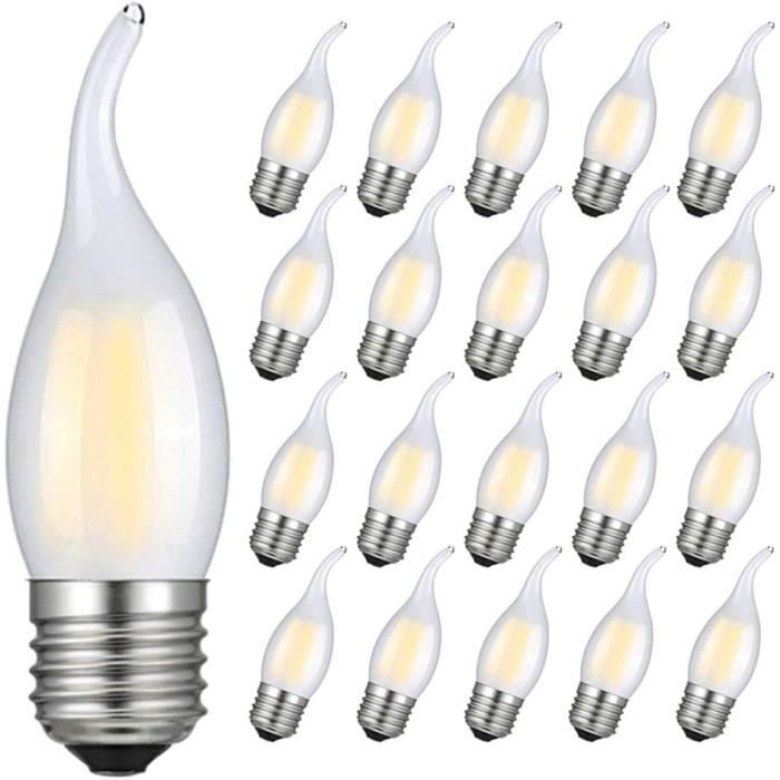 Pack de 10 Ampoules LED Flamme Culot E14 4,5W 400 lumens Blanc Chaud