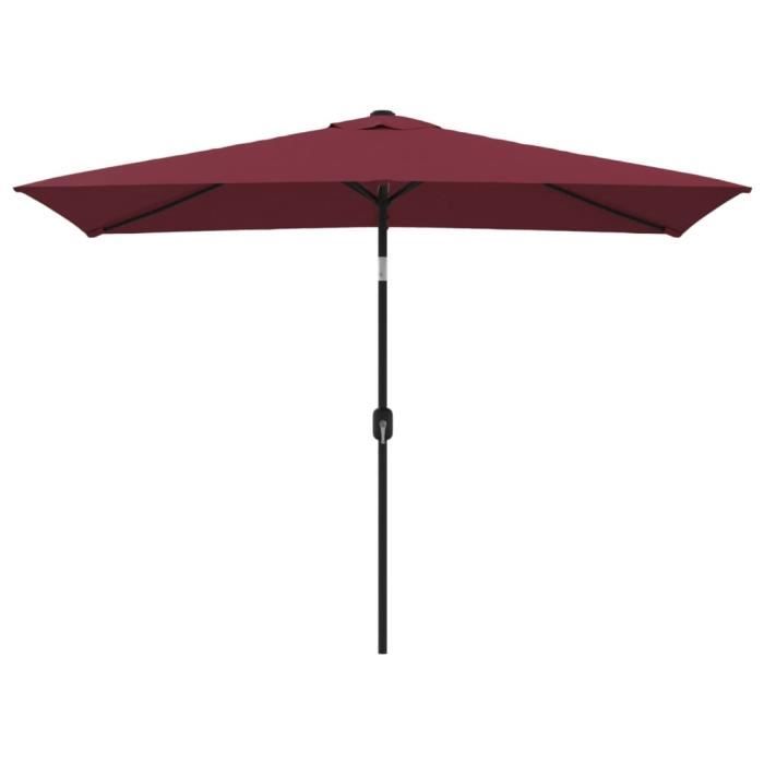 Parasol - Non spécifié - 300 x 200 cm - Rouge Bordeaux - Mât en métal - Pliable