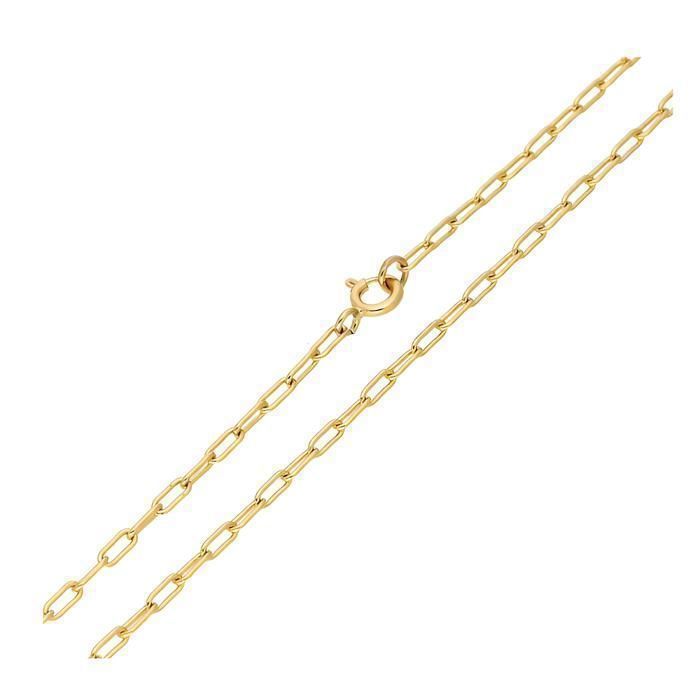 Chaîne de Cou - Maille Trombone - Forçat - 60 cm - 2 mm - Plaqué Or Jaune 750/1000 - Homme/Femme