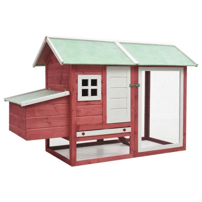 HENGL Poulailler Rouge 170x81x110 cm Bois de pin massif et sapin 