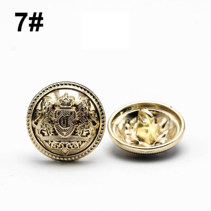Lot De 6 Boutons Vintage Doré Et Noir - Métal - Diamètre 18 Mm - Référence 3052
