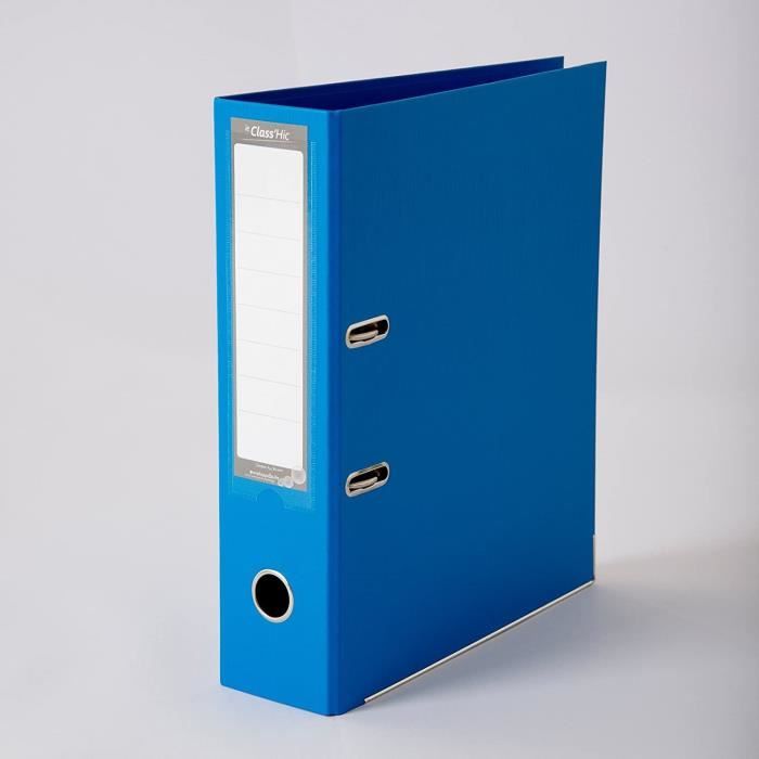 Classeur A5 Dohe Icon - Bleu Clair - 4 Anneaux 25mm - Recharge 100 Feuilles Carreaux - Élastique De Fermeture