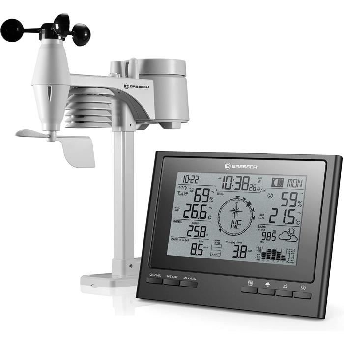 Station Météo Bresser 5-en-1 - Écran 5,5 Avec Capteur Extérieur Température, Vent Et Pluie Station Météo Sans Fil Station Météo Bresser 5-en-1 - Écran 5,5 Avec Capteur Extérieur Température, Vent Et Pluie Station Météo Sans Fil