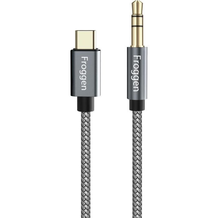 Câble Adaptateur USB-C Vers Jack 3.5mm Audio - PH26 - Blanc - Garantie 2 Ans