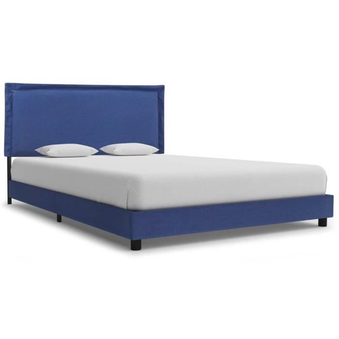cadre de lit bleu tissu 140 x 200 cm - pop - market - haut de gamme®xzfwhh®