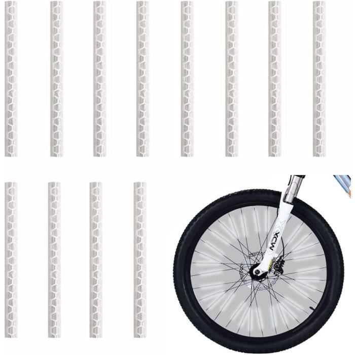 36 Réflecteurs De Rayons Vélo 360° - Bandes Réfléchissantes Bleu Jaune Argent | Sécurité Nocturne Montage Facile Sans Outil