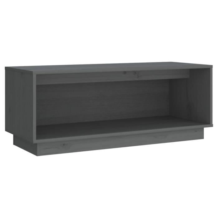Meuble TV Console TV moderne-design Gris 90x35x35 cm Bois de pin massif - HOME-MARKET - Classique - Intemporel