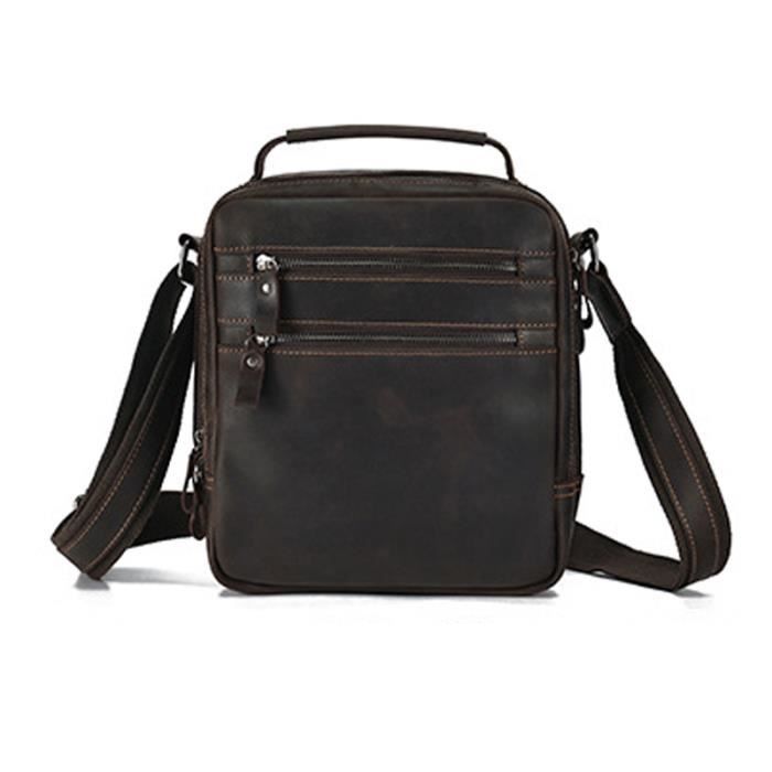SACOCHE Sacoche Homme Sac bandouli?�re en cuir haut de gamme de grande capacit?� d?�contract?� 