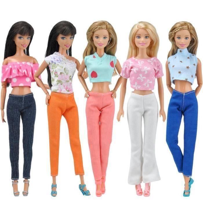 Vêtements de poupée 5 ensembles de T-shirt et pantalons mode quotidienne  pour les poupées Barbie #12 - Cdiscount Jeux - Jouets