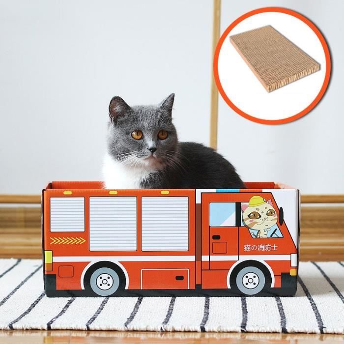 Maison En Carton Pour Chat Adorable Planche A Gratter Pour Chien Lit Japonais Coreen Lait Boi Fire Truck Cdiscount