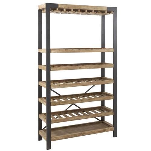 Etagère cave à vin 50 bouteilles en bois et métal Bois Clair