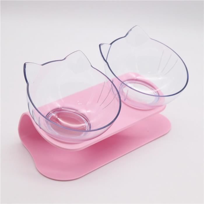 Ecuelle Bol Pour Chat Orthopedique Anti Vomissement Bol Pour Chien Transparent Comme Materiau Bol Type Pink Two 13 5x13x15cm Cdiscount