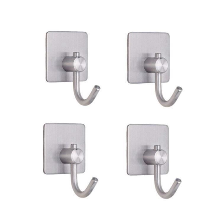 Crochet AdhesifAdhesive Hook Autocollant Crochet Murale en Inox sans Percage Accrocher Peignoirs (4 Pieces) XU6CEA