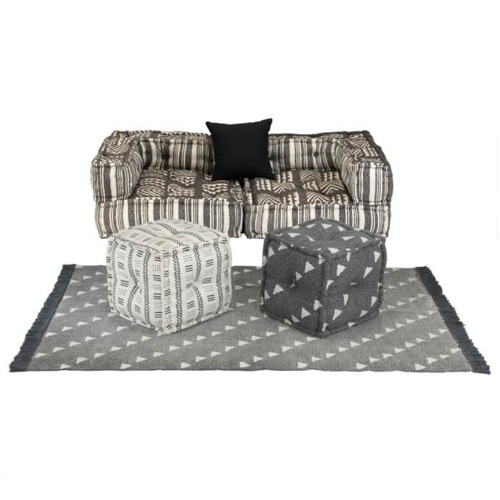 ensemble canapés droits de relaxation modulaires 6 pcs - canapé de salon sofa tissu rayures economique #309951