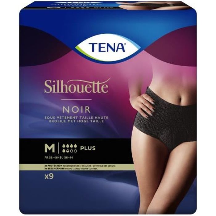 Tena Silhouette Noir Sous-Vêtement Taille Haute Taille M x9 - Cdiscount  Santé - Mieux vivre
