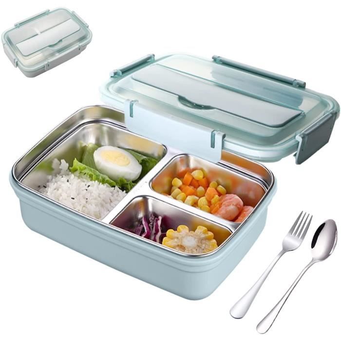 Boîte à Lunch Acier Inoxydable 800ml - Bento Anti-Fuite Avec Compartiments - Pour Adultes Et Enfants