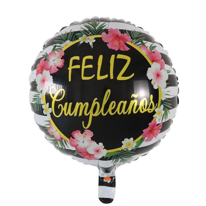 10 Pieces 18 Pouces Rond Feliz Cumpleanos Espagnol Joyeux Anniversaire Fete Mylar Feuille Helium Ballons Ballons Gonflab Ma Cdiscount Maison