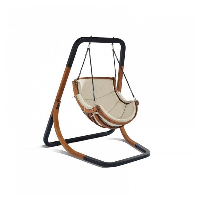 chaise suspendue capri en bois axi - balançoire simple beige pour jardin