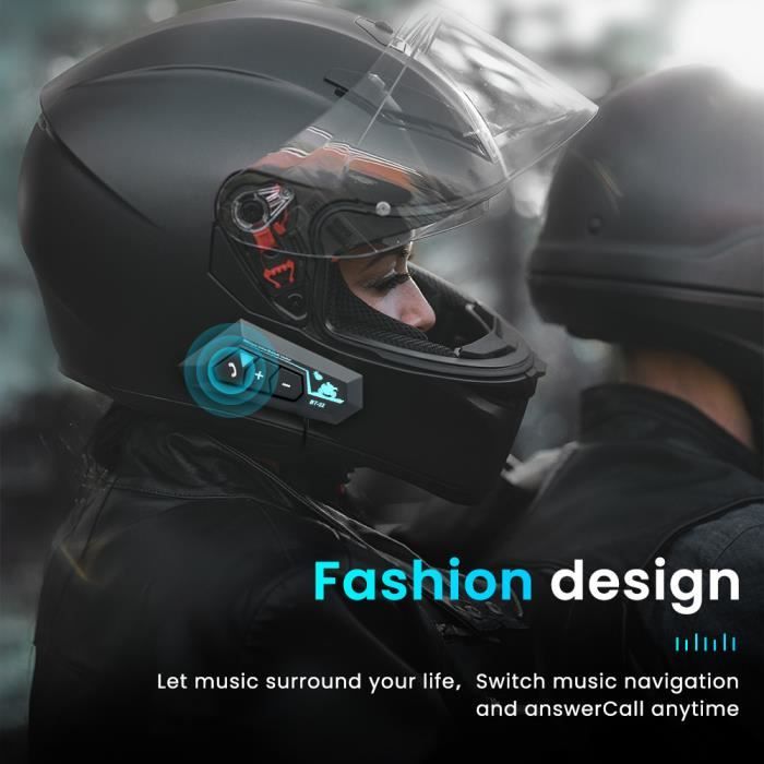 Casque de moto sans fil Bluetooth 5.3, kit de téléphone d'appel mains  libres, écouteur étanche, lecteur de musique MP3, haut-parleur pour moto