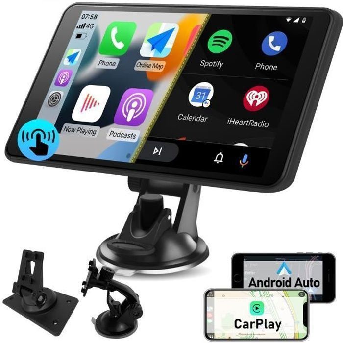 AWESAFE GPS Voiture 7 Pouces HD Écran Tactile avec Carplay sans Fil,  Android Auto sans Fil, PhoneLink - Cdiscount Auto