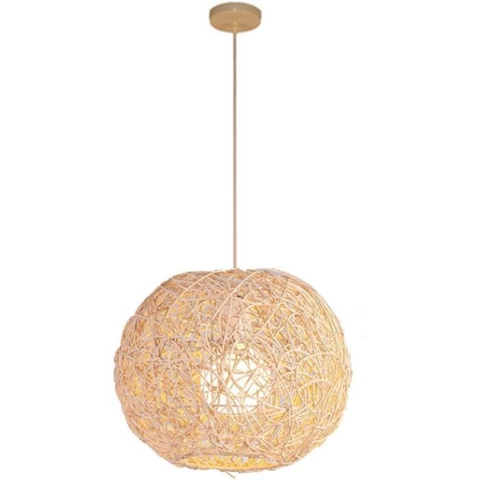 Lustre Suspendu En Bambou Tressé - Abat-jour Réglable - Style Bohème - Pour Cuisine, Salon...