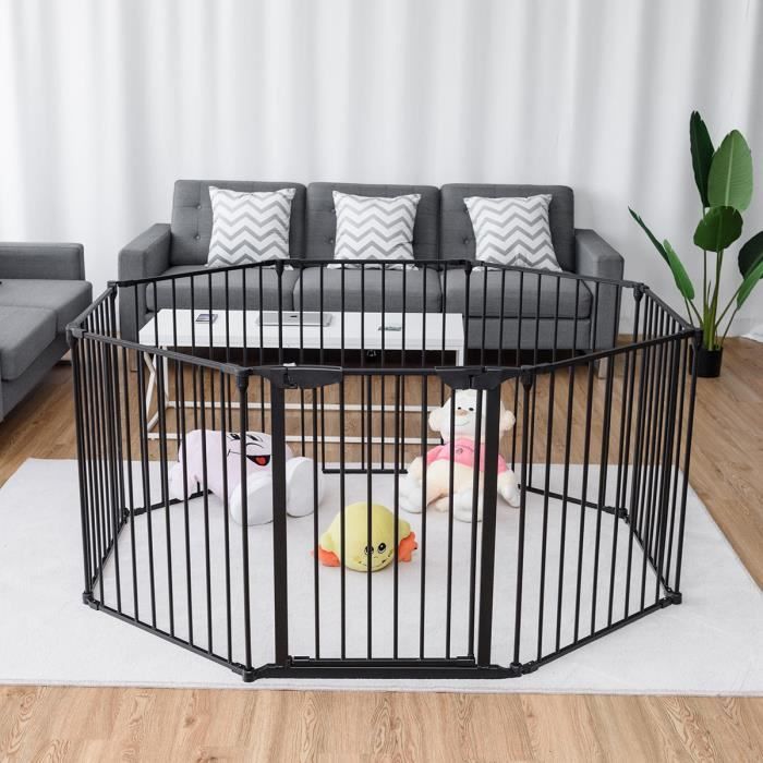 Costway Barriere De Securite Enfant Bebe Grille De Protection Pour Cheminee Escaliers Et Parc 8 Pans Noir Achat Vente Barriere De Securite Cdiscount