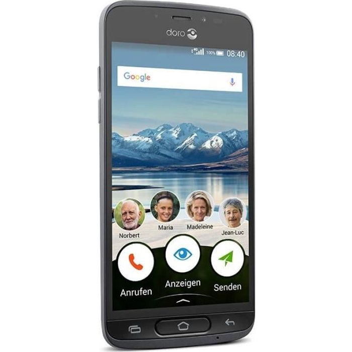 Vente T&eacute;l&eacute;phone portable Doro 8040 Smartphone Noir Noir Android LTE 16GB - Occasion - Boîte blanche pas cher
