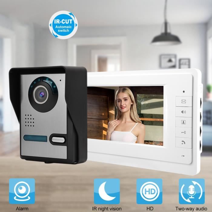 EJ.life Interphone vidéo 7 pouces LCD vidéo porte téléphone sonnette  interphone caméra moniteur système de sécurité à - Cdiscount Bricolage