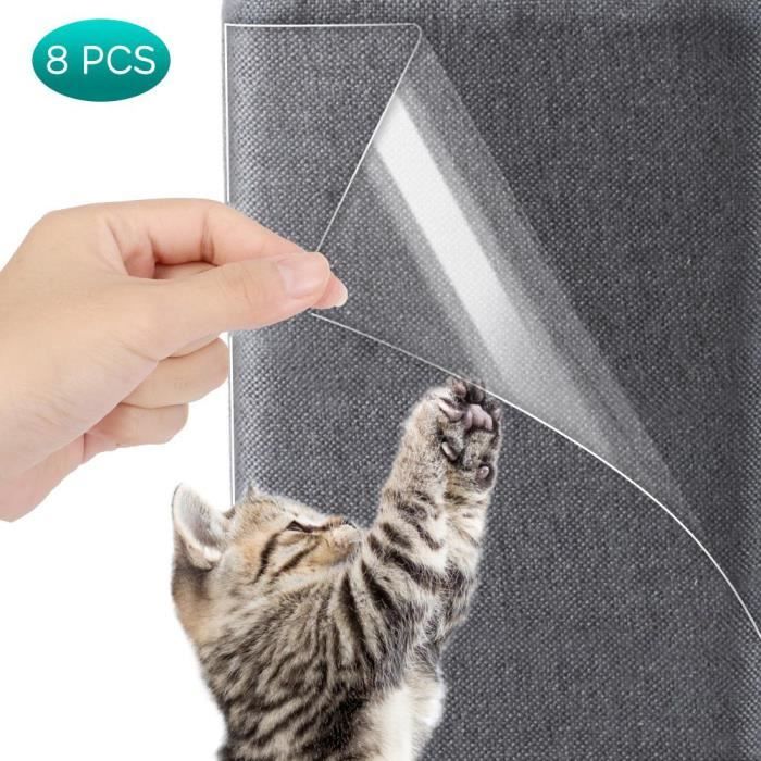 4pcs M+4pcs L Griffoir Transparent Autocollant pour Chat Protection Anti-Griffures de Canapé