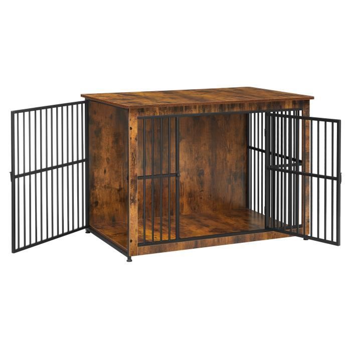 Comparer les prix de Cage pour Chien - Marron Rustique - Double Porte - Jusqu'à 37 kg