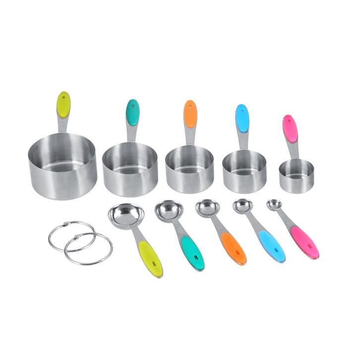 Set de 8 cuillères et tasses à mesurer gris en inox - L'Incroyable