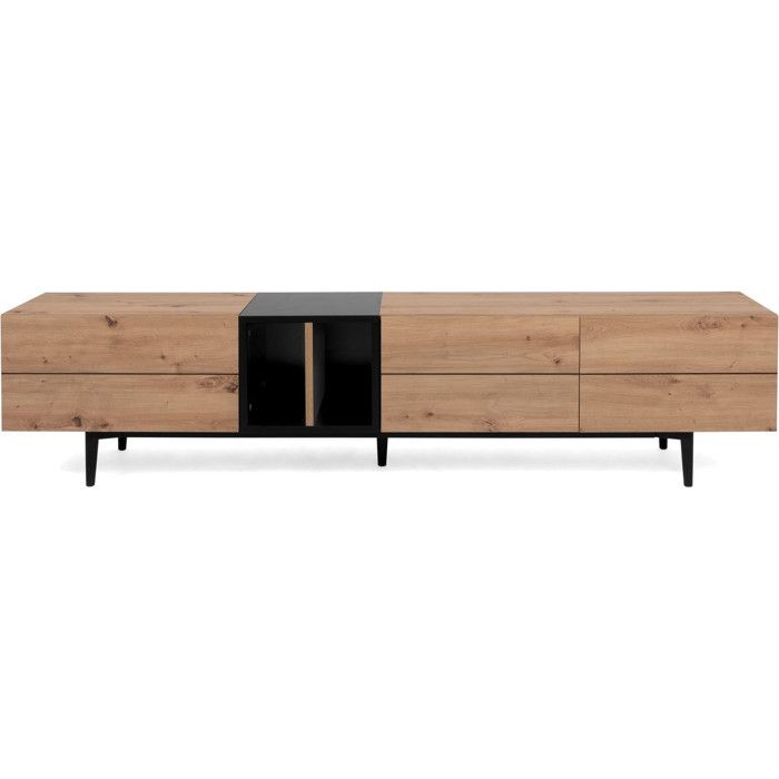 Meuble TV effet chêne et métal noir 195 cm - Sintra Meuble TV effet chêne et métal noir 195 cm - Sintra