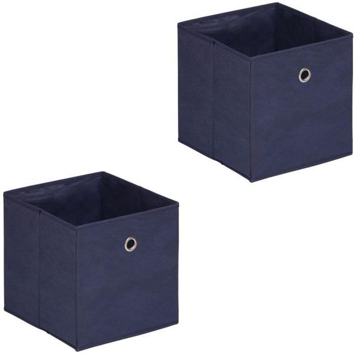 Lot de 2 cubes de rangement 30x30 cm bleu