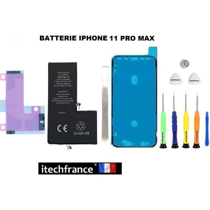 Batterie iphone 11 PRO MAX qualité origine (3190mAh), kit de remplacement, outils, adhésif