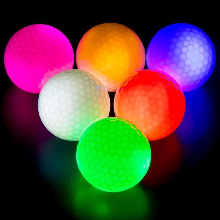 Balles Golf Lumineuses, 6pcs Balles d'Entraînement Golf, Balle Golf à LED pour l'Entraînement Nuit avec Tirs à Longue Portée