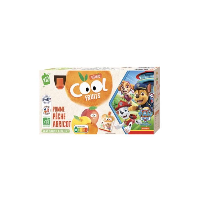 Pack Gourdes Pat'Patrouille Pomme Pêche Abricot Bio 12 x 90g Cool Fruits | - 12% sur Pack Gourdes Pat'Patrouille Pomme Pêche Abricot Bio 12 x 90g Cool Fruits | - 12% sur