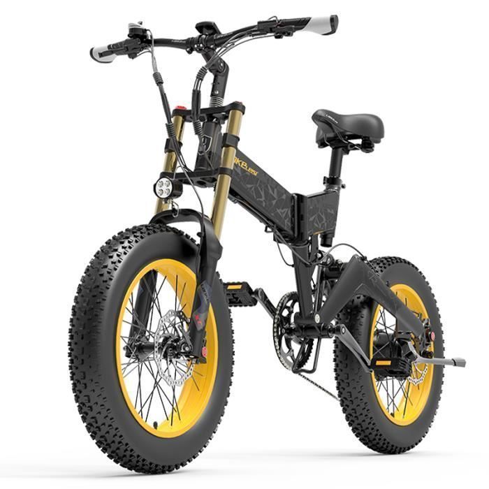 velo electrique LANKELEISI X3000PLUS 20 pouces 45KM-H Moteur 1000W Autonomie 120km amortisseur avant VTT fat bike 48V17.5Ah Gris