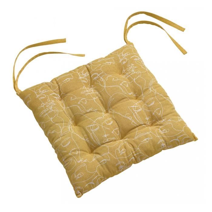 Galette de chaise 9 points Nymphea maïs Les Ateliers du Linge 38 X 38 X 3 Maïs