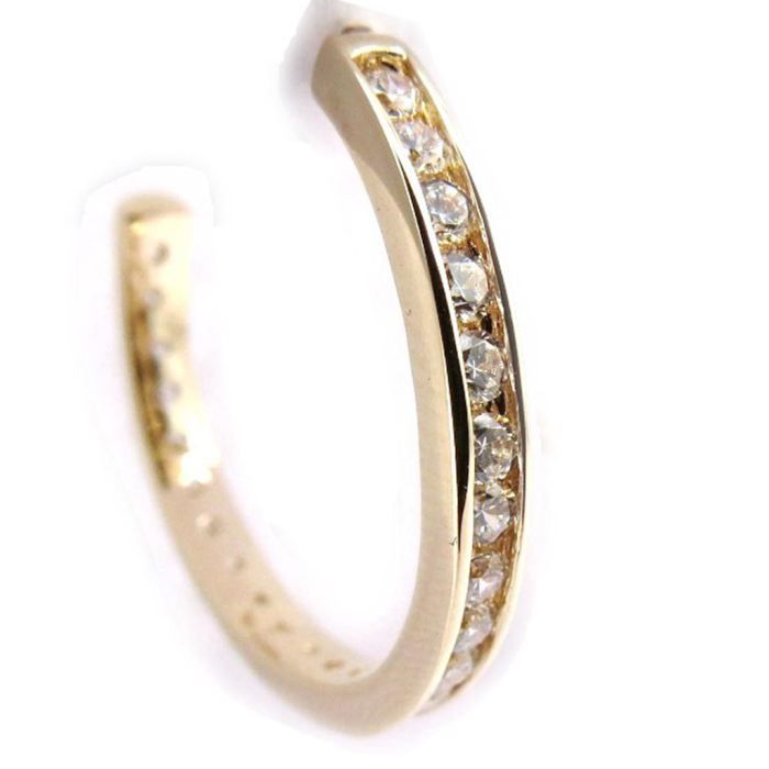Boucles D'oreilles Créoles Plaqué Or Blanc Zircon - Neuf Avec étiquettes - Livraison 48h