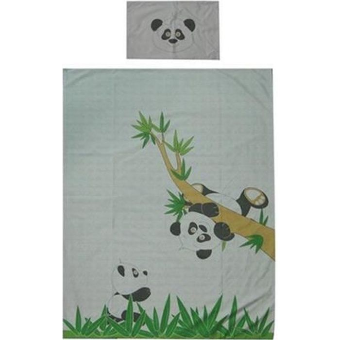 Housse de couette 140x100 cm + taie  thème Panda  - Cdiscount