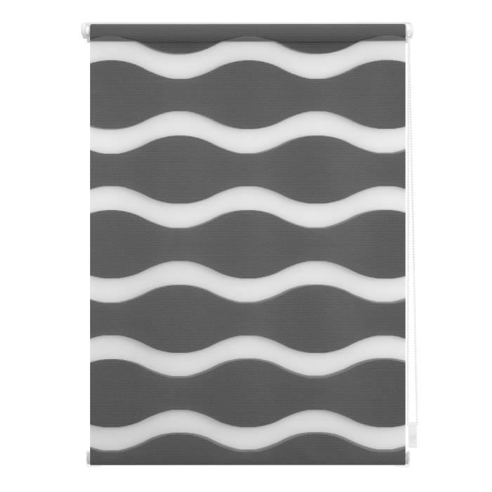 Estika Store Enrouleur Jour/Nuit Sans Perçage - Réglable 38-120cm - Tissu Double Fonction