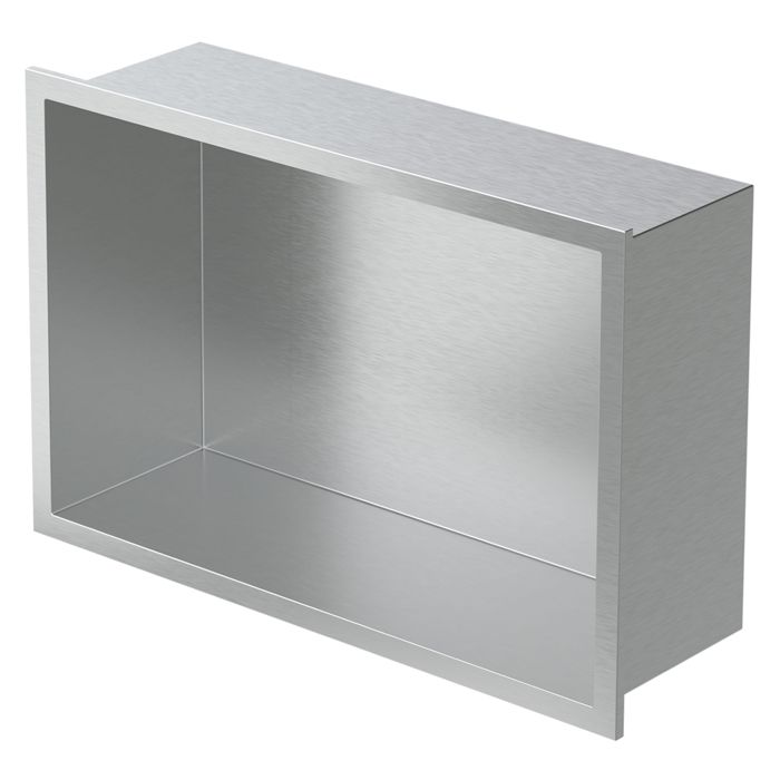 LuxeBath Niche de Douche Encastrée Murale 20x30x10cm en Acier Inoxydable Argent Étanche Étagère avec Cadre Salle de Bain