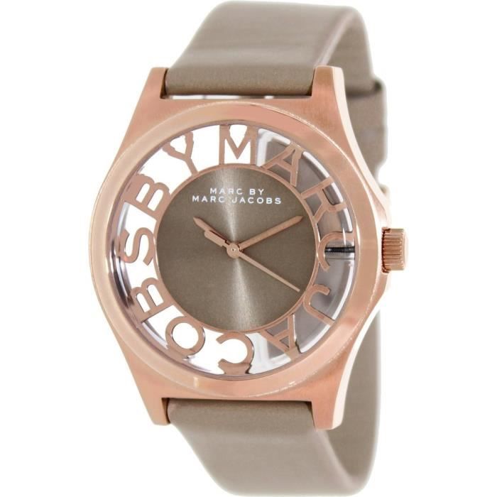 Marc Jacobs Henry Dinky Skeleton Beige Dial Beige Leather Strap Watch for Women - MBM1245