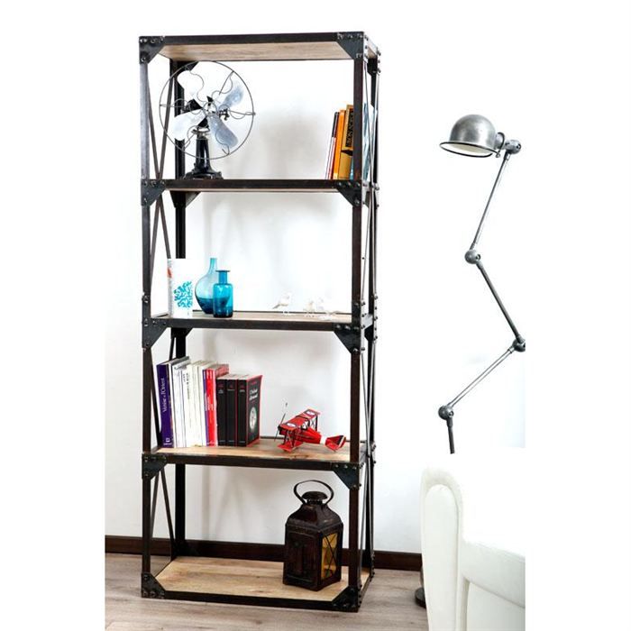 Etagère bois massif et métal industrielle ATELIER - Achat ...