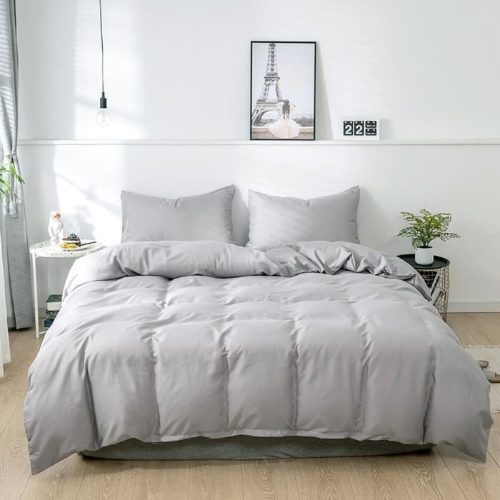 Parure De Lit 200x230 Cm – Coton Doux – Housse De Couette Avec Fermeture éclair Et 2 Taies D’oreiller