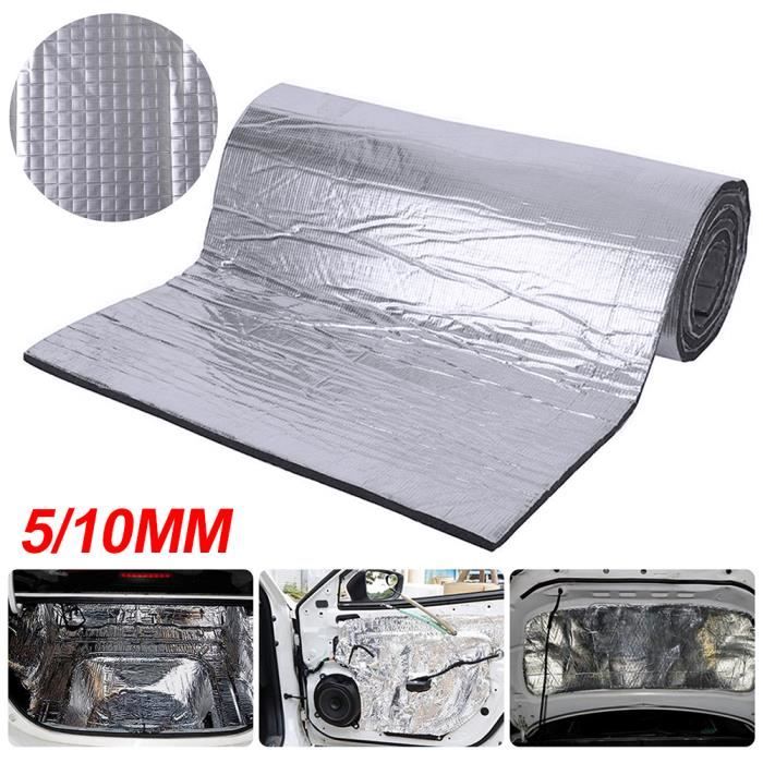 Tapis insonorisant de voiture 50*200cm*10mm adhésif insonorisant voiture auto coffret Argent pour mur de porte de capot moteur