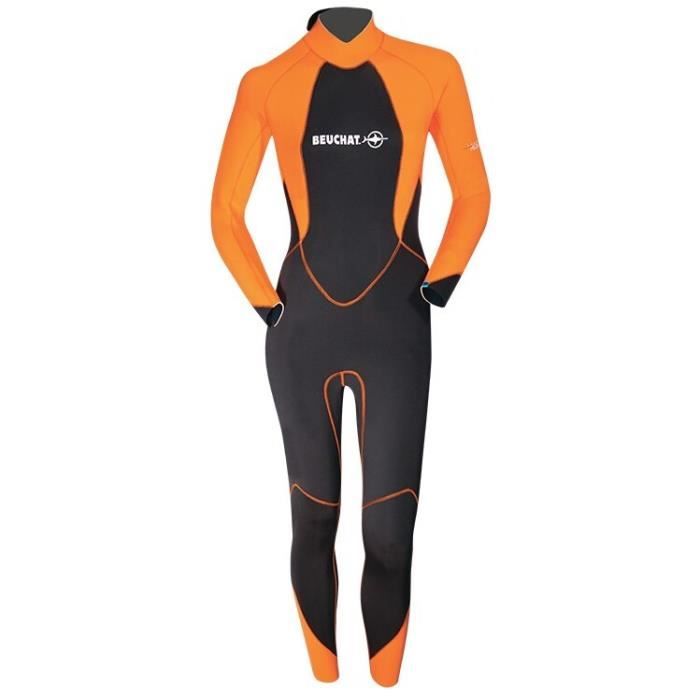 Combinaison de plongée fermeture plate dorsal zippé femme Beuchat 3 mm - orange brulé - M
