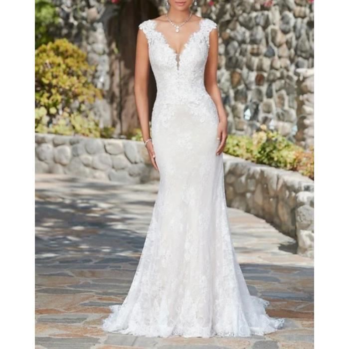 violet S fishtail wedding dress 2020 new bride wedding Europe and the United States custom double shoulder lace thin simple tail dr